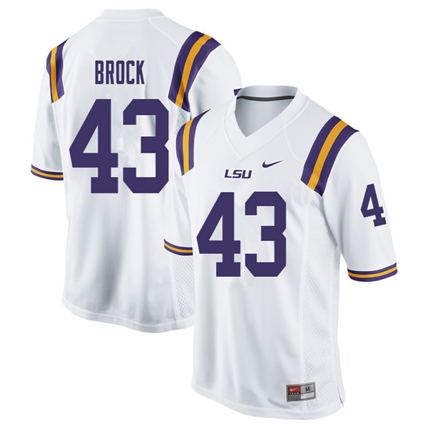 Men #43 Matt Brock LSU Tigers College Football Jerseys Sale-White - Click Image to Close